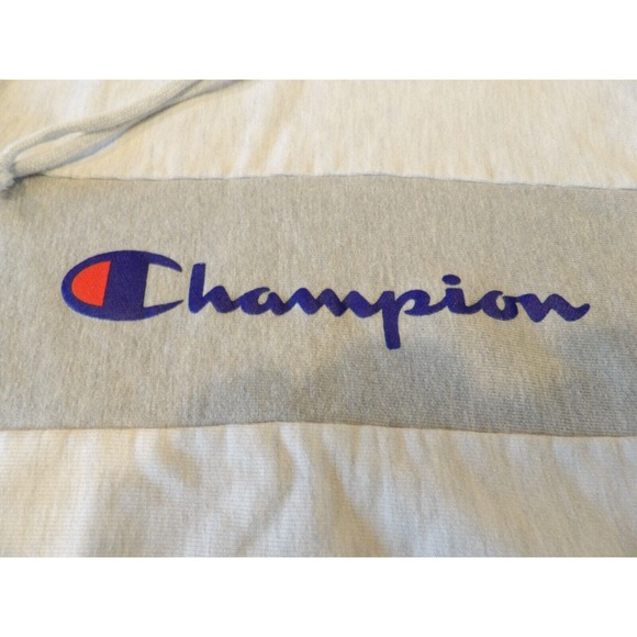 Champion Reverse Weave Vintage Hoodie Womens Medium Cropped Top Logo Gray Spello - Picture 3 of 11